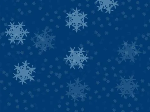 Falling snowflakes, small and large on a blue background 스톡 일러스트