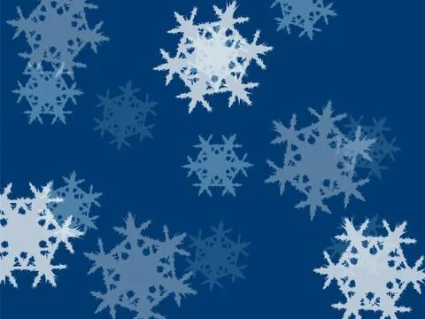 Falling snowflakes, small and large on a blue background Stock Illustration