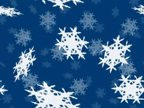 Falling snowflakes, small and large on a blue background Stock Illustration