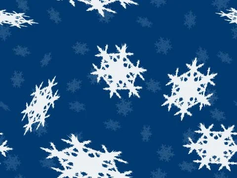 Falling snowflakes, small and large on a blue background Stock Illustration