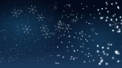 Falling snowflakes with soft bokeh lights on dark blue, winter holiday gree.. Stock Footage 348115607