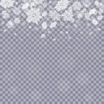 Falling snowflakes on transpared background. Stock Illustration