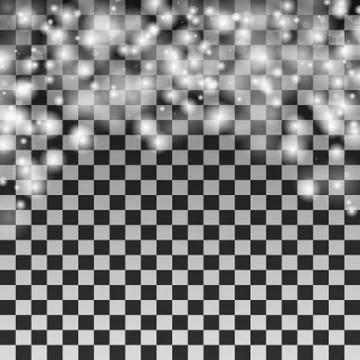 Falling snowflakes on transparent background. Christmas snowfall simple desig Stock Illustration
