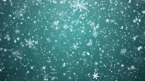 Falling snowflakes on a turquoise background Stock Footage 12613115