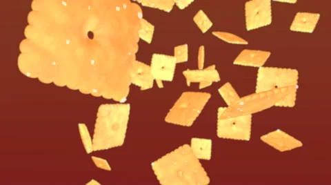 Falling soda crackers Stock Footage 41837095