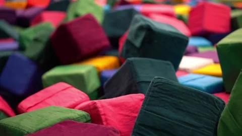 Falling soft cubes in pool Stock Footage 180529109