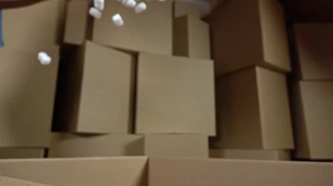 Falling soft polystyrene pieces. Shockproof packaging material. Safety and Stock Footage 67941537