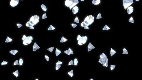 Falling sparkling diamonds animation on black background Vídeos de archivo 343844940
