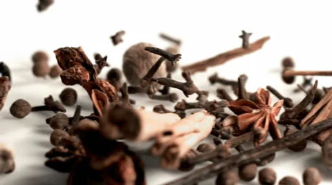 Falling spices, slow motion Stock Footage