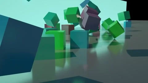 Falling square blocks abstract technology background 4K Stock Footage 338097226
