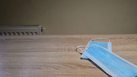  Falling Stack Of Medical Surgical Masks On Table Stock Footage 151899621