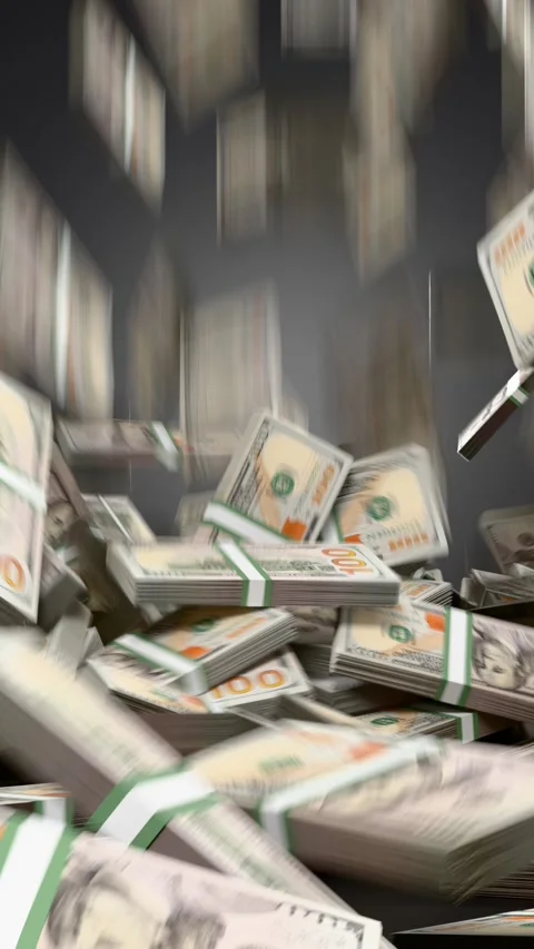 Falling stack of money Video stock 295999642