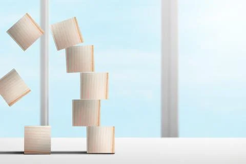 Falling stack wooden cube Foto stock