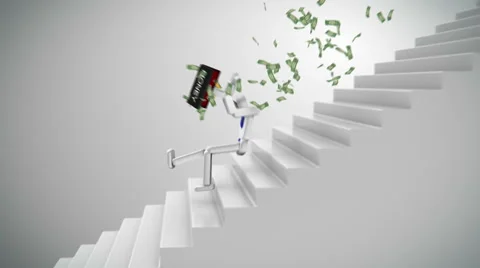 Falling Off Stairs With Dollars Stock-Footage 49069400
