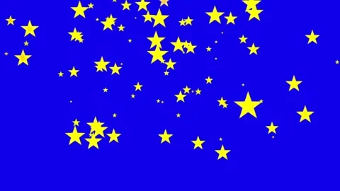 Falling star animation on blue screen background, animated flying star particle Stock Footage 302419388