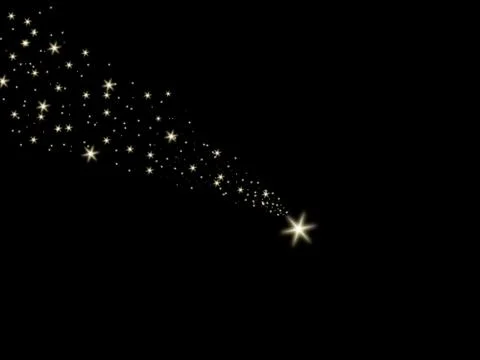 Falling star on a black background Illustrazione stock
