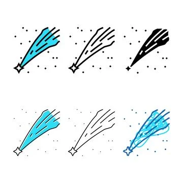 Falling star color icon vector simplified flat Stock Illustration