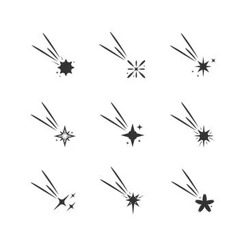 Falling star icon different shape design vector collection Stock Illustration