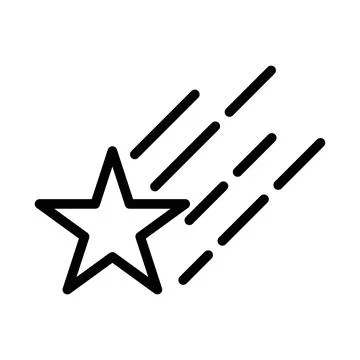 Falling Star linear logo mark in black and white Stock Illustration