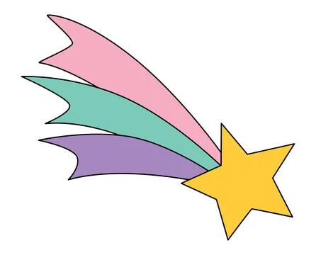 Falling star magic wish comet with colorful tail Stock Illustration