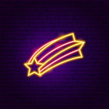 Falling Star Neon Label Stock Illustration