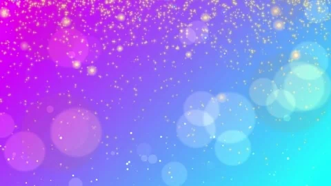 Falling star shower and floating bokeh spots on pink and turquoise gradient Stock Footage 253430605