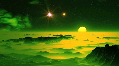 Falling star (UFO) in the Sky Alien Planet Stock Footage 71320616