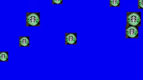 Falling Starbucks on Blue Screen combined with Alpha Matte Stock Footage 167693754