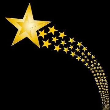 Falling stars on black background Illustrazione stock