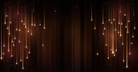 Falling stars on dark background, realistic falling lights, flying meteors Stock Illustration