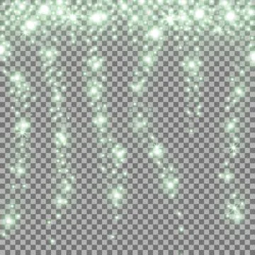 Falling stars effect, sparkling stardust, green color Stock Illustration