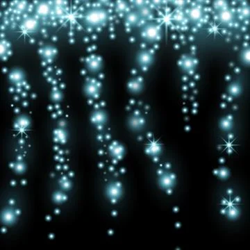 Falling stars effect, sparkling stardust, aqua color Stock Illustration
