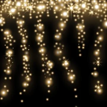 Falling stars effect, sparkling stardust, golden color Stock Illustration