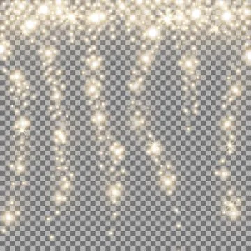 Falling stars effect, sparkling stardust, golden color Stock Illustration