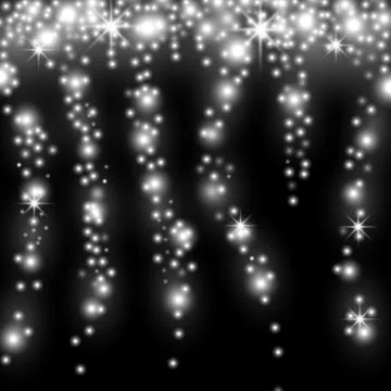 Falling stars effect, sparkling stardust, white color Stock Illustration