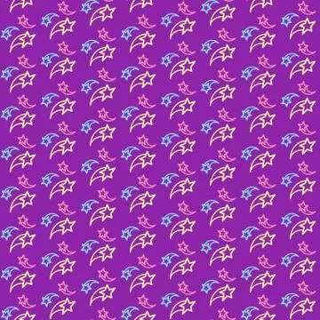 Falling stars, fireworks seamless pattern vector background Stock Illustration