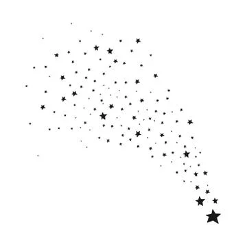 Falling stars. Vector illustration in doodle style. Black Star with on White Stock Illustration