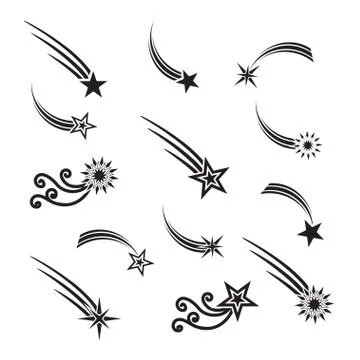 Falling stars vector set. Stock Illustration