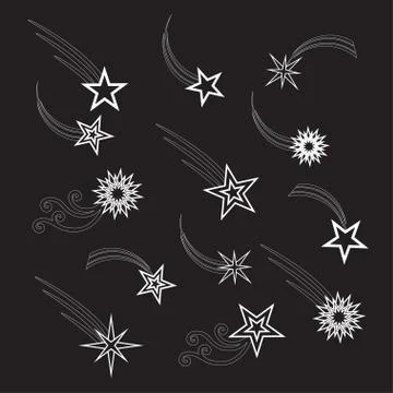 Falling stars vector set. Stock Illustration