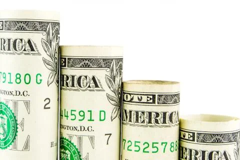 Falling steps made of one american dollar banknotes Stock Photos
