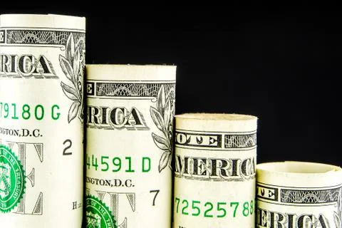 Falling steps made of one american dollar banknotes Stock Photos
