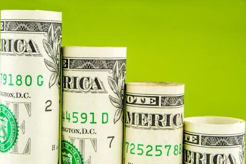 Falling steps made of one american dollar banknotes Stock Photos