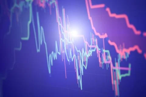 Falling stock chart with glowing overlay effect Stock Photos