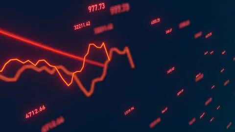 Falling stock market chart, reflection and defocus. Stock Footage 276225759