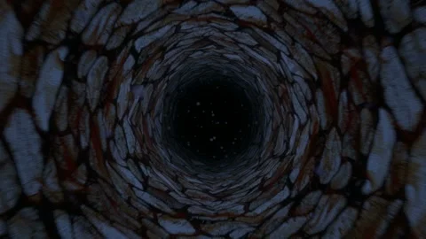Falling into a stone well. Seamless loop Stock Footage 264139003