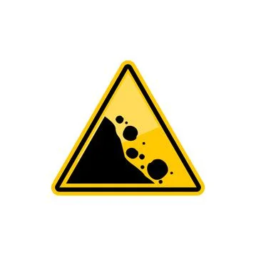 Falling stones or mountain collapse, warning sign Stock Illustration