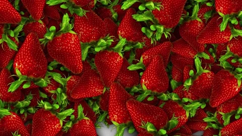 Falling Strawberries Fruit on Alpha Channel, Transition Animation, Loop Stock Footage 295914735
