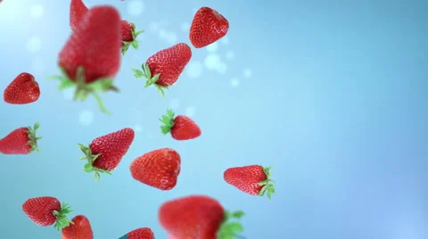 Falling strawberries in the studio. Stock Footage