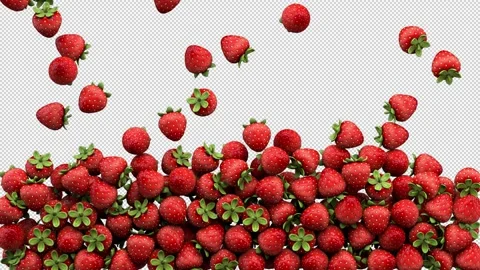 Falling strawberry – 3d render with alpha channel. Stock Footage 270354170