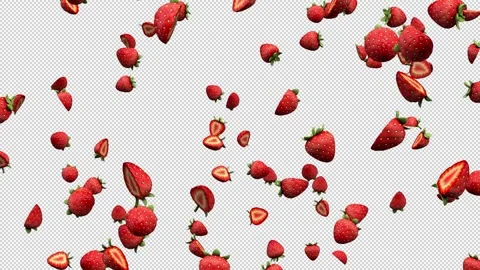 Falling Strawberry Looped On Alpha Stock Footage 270412856